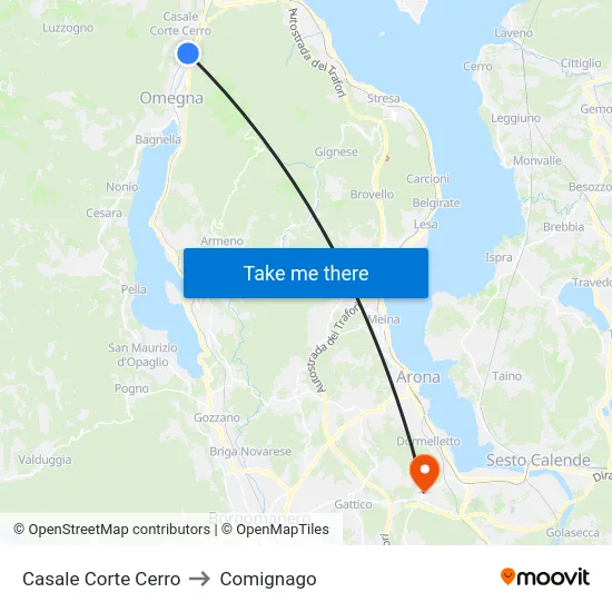 Casale Corte Cerro to Comignago map