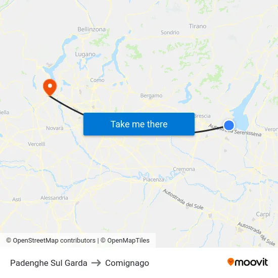Padenghe Sul Garda to Comignago map