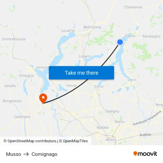 Musso to Comignago map