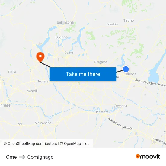 Ome to Comignago map
