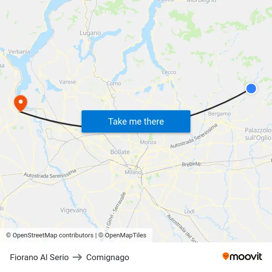 Fiorano al Serio to Comignago map