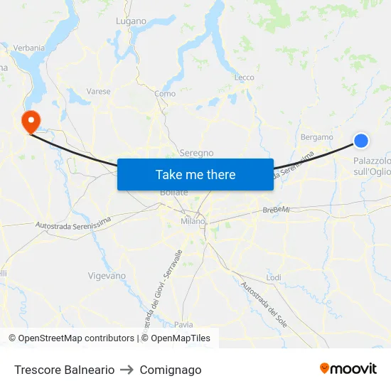 Trescore Balneario to Comignago map