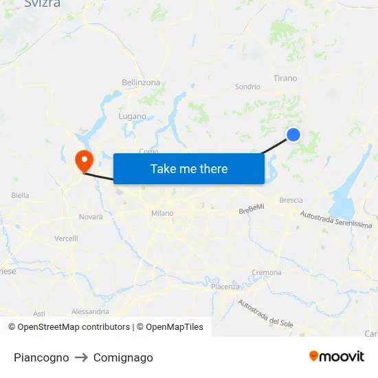 Piancogno to Comignago map