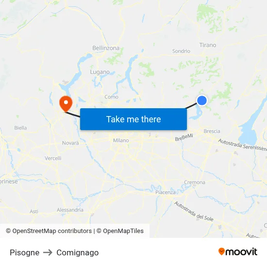 Pisogne to Comignago map