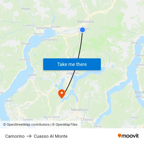 Camorino to Cuasso Al Monte map