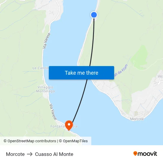 Morcote to Cuasso Al Monte map