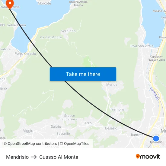 Mendrisio to Cuasso Al Monte map