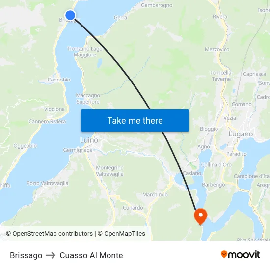 Brissago to Cuasso Al Monte map