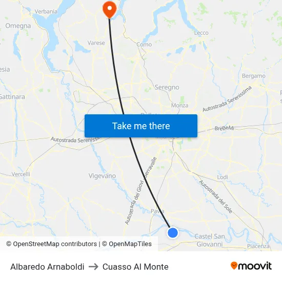 Albaredo Arnaboldi to Cuasso Al Monte map