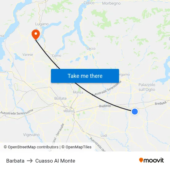 Barbata to Cuasso Al Monte map