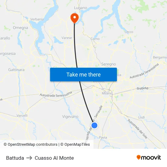 Battuda to Cuasso Al Monte map