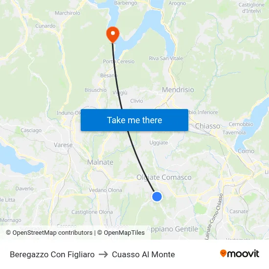 Beregazzo Con Figliaro to Cuasso Al Monte map