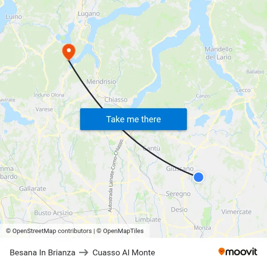 Besana In Brianza to Cuasso Al Monte map