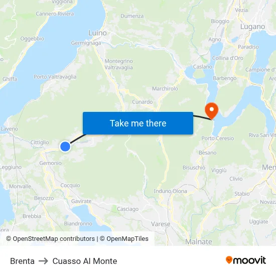 Brenta to Cuasso Al Monte map