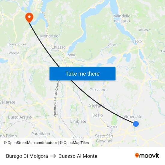 Burago di Molgora to Cuasso Al Monte map