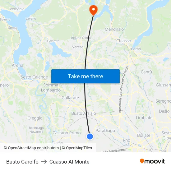 Busto Garolfo to Cuasso Al Monte map