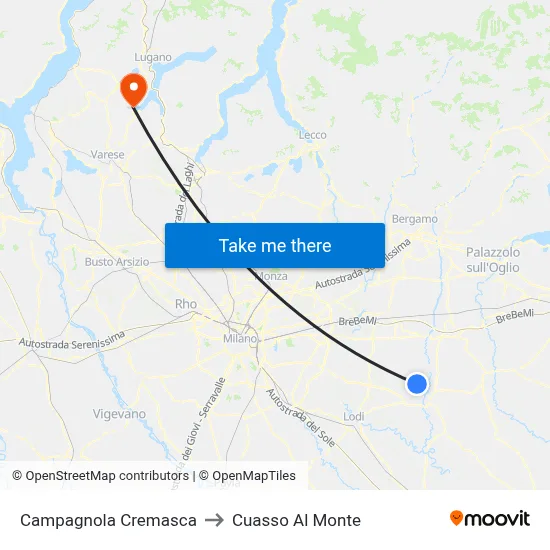 Campagnola Cremasca to Cuasso Al Monte map