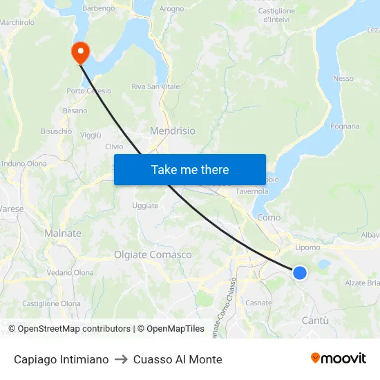 Capiago Intimiano to Cuasso Al Monte map