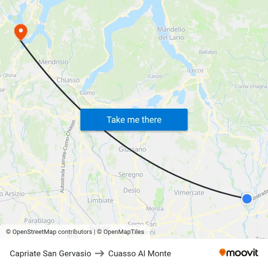 Capriate San Gervasio to Cuasso Al Monte map