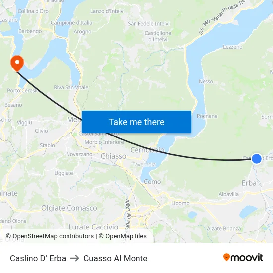 Caslino d'Erba to Cuasso Al Monte map