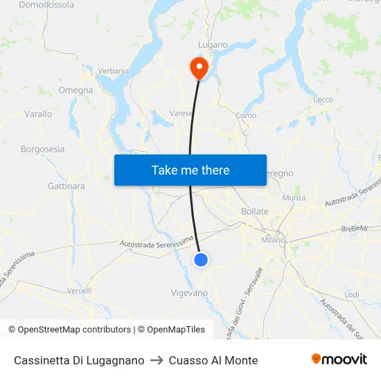 Cassinetta Di Lugagnano to Cuasso Al Monte map