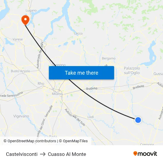 Castelvisconti to Cuasso Al Monte map