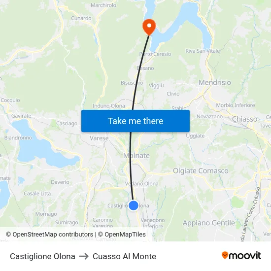 Castiglione Olona to Cuasso Al Monte map