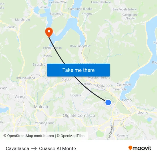 Cavallasca to Cuasso Al Monte map