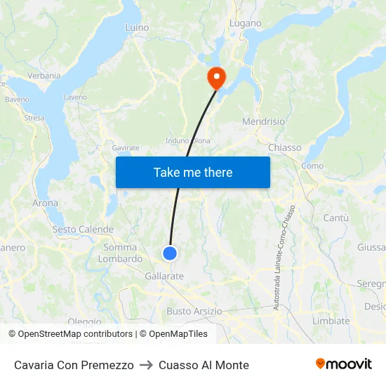 Cavaria Con Premezzo to Cuasso Al Monte map