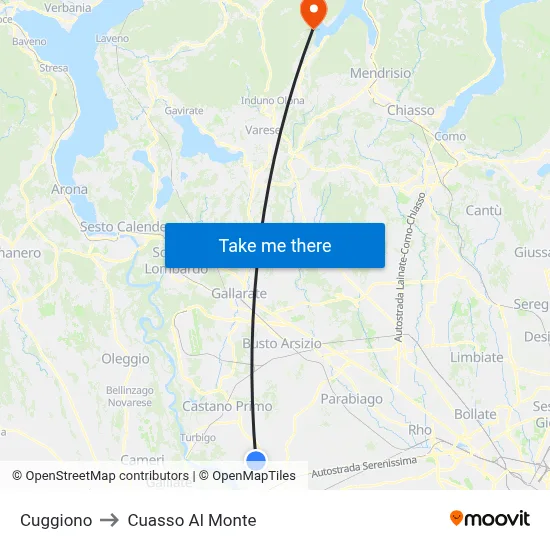 Cuggiono to Cuasso Al Monte map
