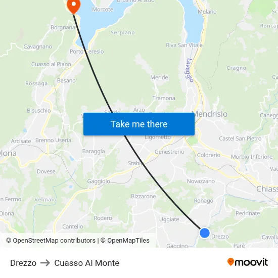 Drezzo to Cuasso Al Monte map
