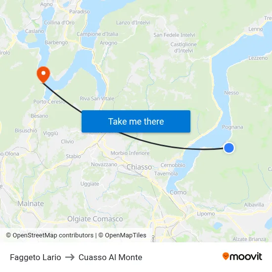 Faggeto Lario to Cuasso Al Monte map