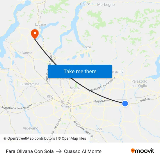 Fara Olivana Con Sola to Cuasso Al Monte map