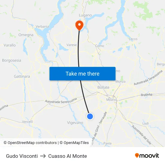 Gudo Visconti to Cuasso Al Monte map