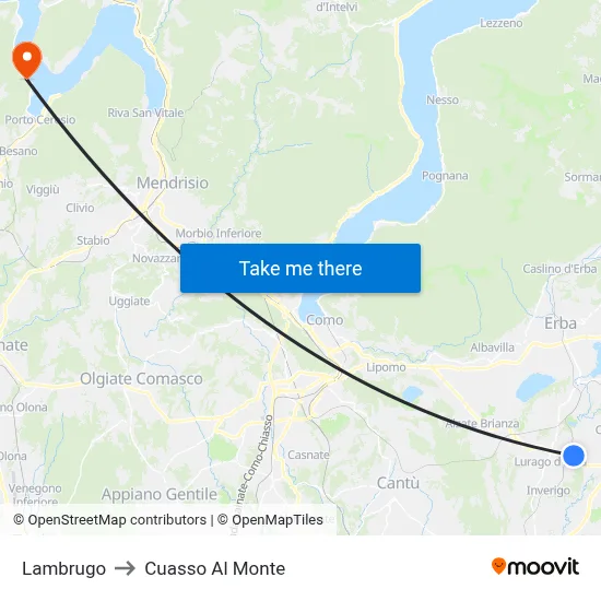 Lambrugo to Cuasso Al Monte map