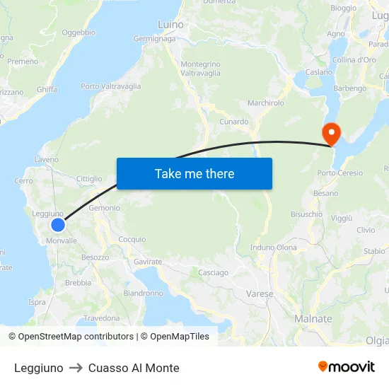 Leggiuno to Cuasso Al Monte map