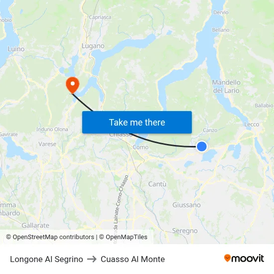 Longone Al Segrino to Cuasso Al Monte map
