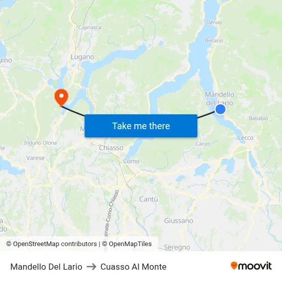 Mandello Del Lario to Cuasso Al Monte map