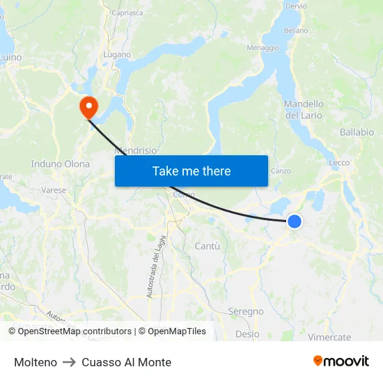Molteno to Cuasso Al Monte map