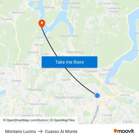 Montano Lucino to Cuasso Al Monte map