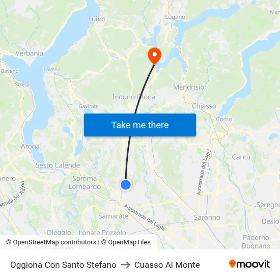 Oggiona Con Santo Stefano to Cuasso Al Monte map