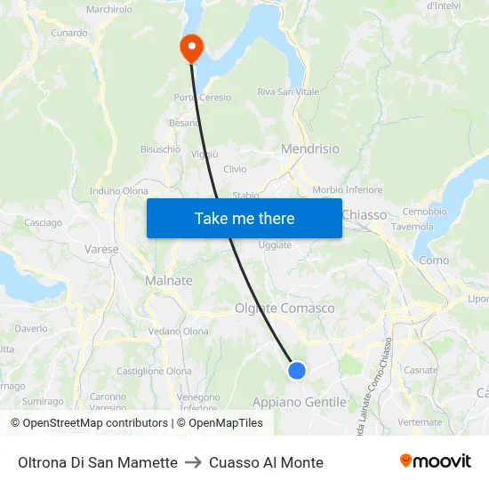 Oltrona Di San Mamette to Cuasso Al Monte map