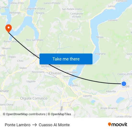 Ponte Lambro to Cuasso Al Monte map