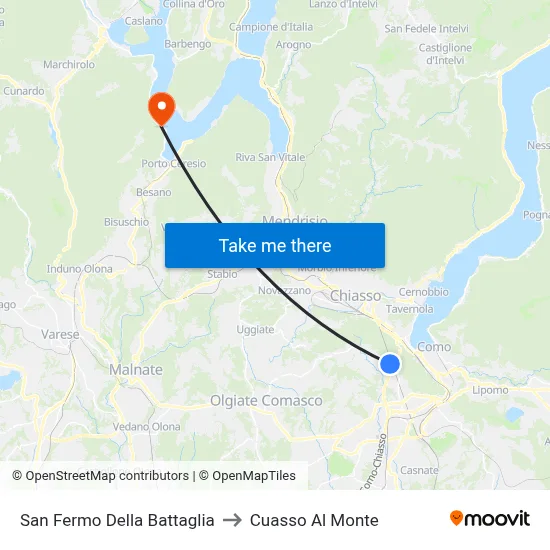 San Fermo Della Battaglia to Cuasso Al Monte map