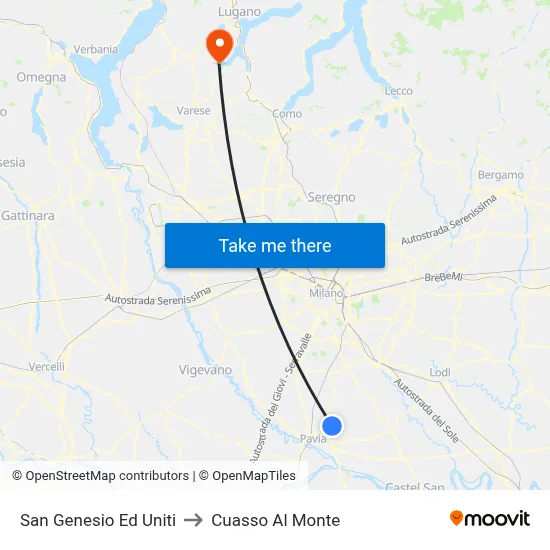 San Genesio Ed Uniti to Cuasso Al Monte map