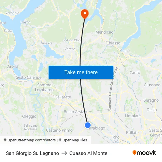 San Giorgio Su Legnano to Cuasso Al Monte map
