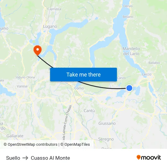 Suello to Cuasso Al Monte map