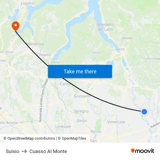 Suisio to Cuasso Al Monte map