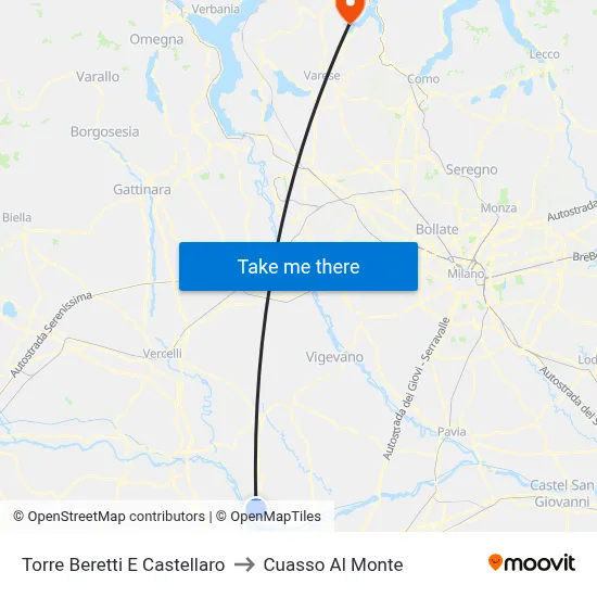 Torre Beretti e Castellaro to Cuasso Al Monte map