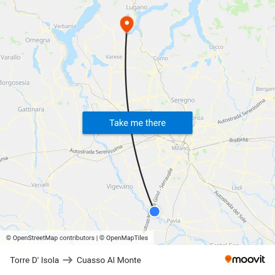Torre D' Isola to Cuasso Al Monte map